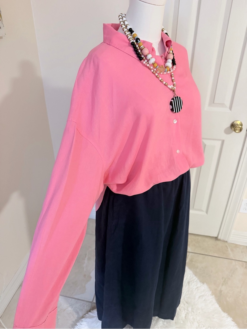 H&M Pink Button-Down Oversized Shirt